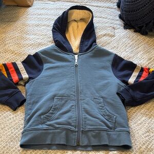 Hanna Andersson Blue Hoodie with Striped Sleeves